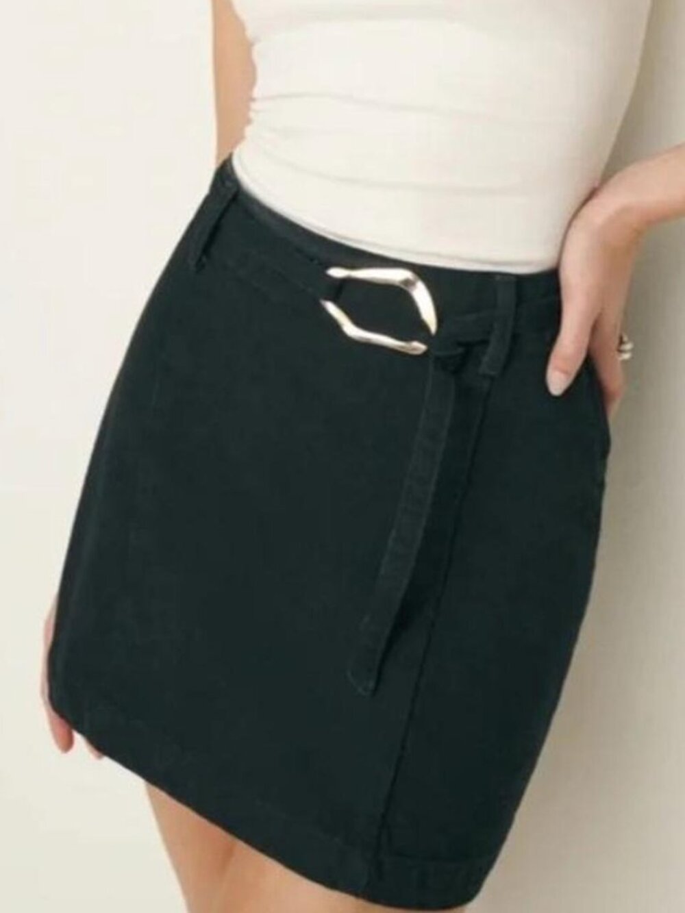 Reformation Tatiana Belted Denim Mini Skirt